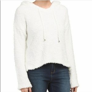 Poof! Women's Fleece Textured White Hoodie NWOT Size Medium